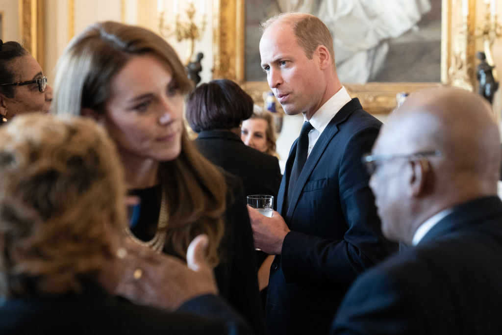  Britain's King Charles III and Catherine, Princess of Wales during a lunch held for governors-general of the Commonwealth nations at Buckingham Palace on September 17, 2022 in London, England. 