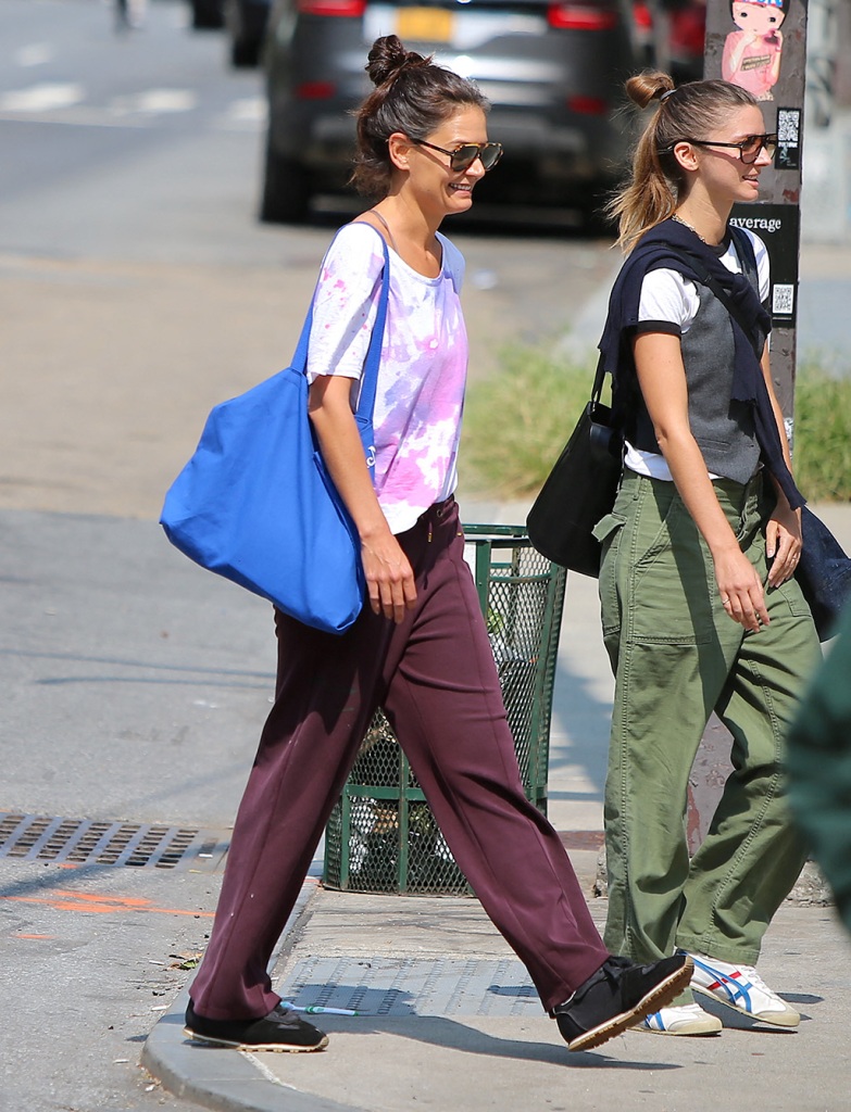 Katie Holmes walking with a friend on Sixth Avenue in New York, NY on September 16, 2022. 