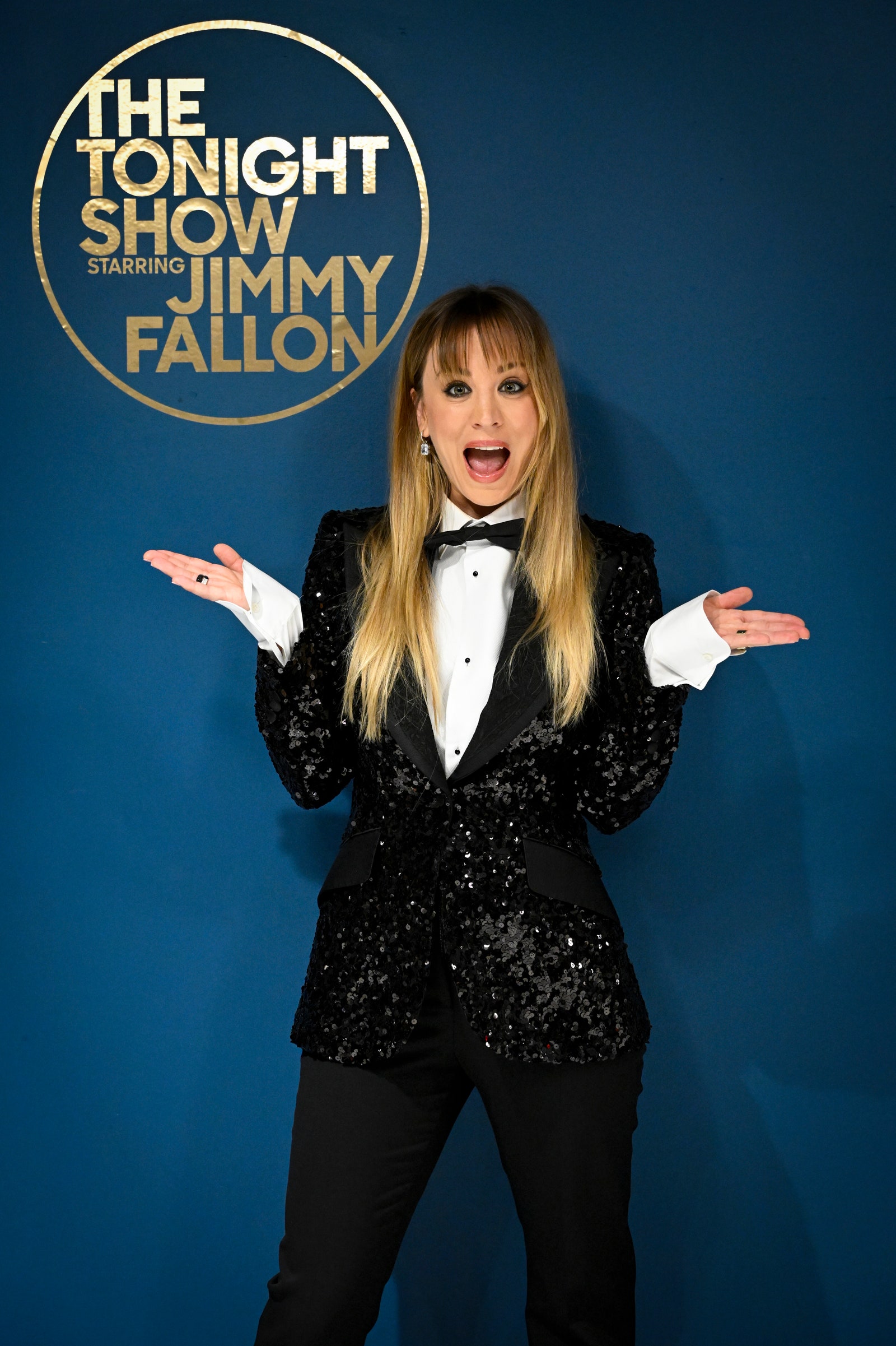 Kaley Cuoco Gave a Relationship Update While Wearing a Sequin Tuxedo—See Pics