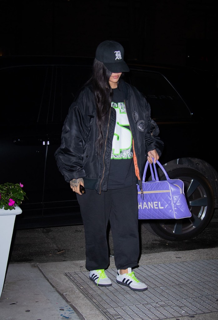 Rihanna out in New York with Asap Rocky (not pictured) early on Sept. 27, 2022.