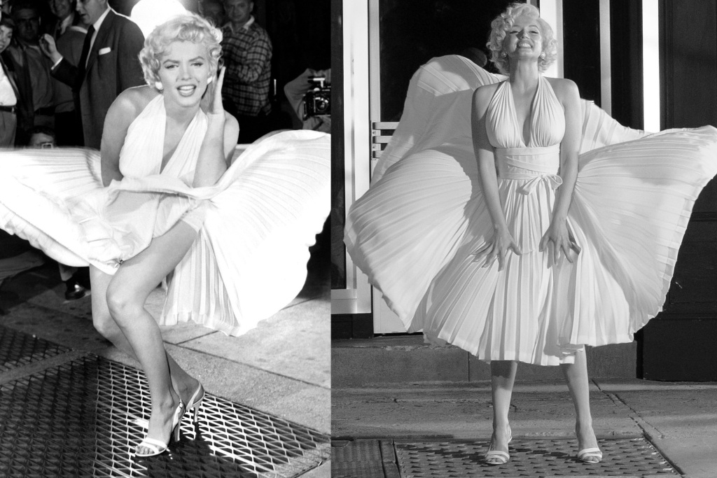 To ensure the white dress perfectly replicated Monroe's frock, Johnson put the costly regalia together by hand.  