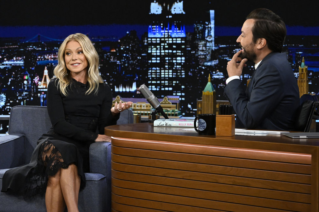 Kelly Ripa during an interview with host Jimmy Fallon on Tuesday, September 27, 2022.