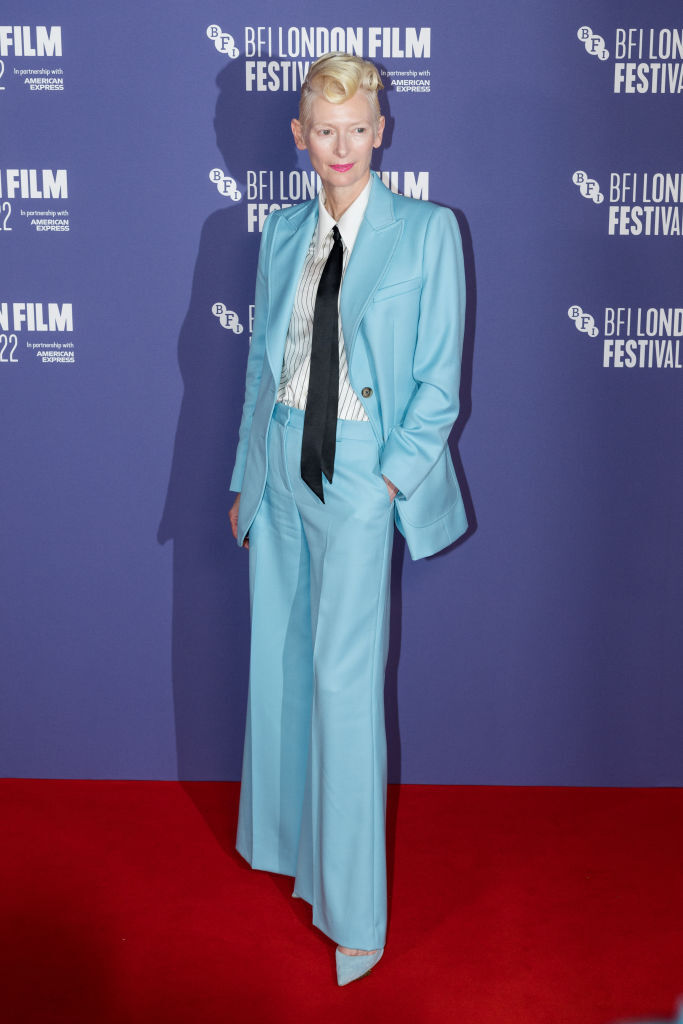 LONDON, UNITED KINGDOM - OCTOBER 06: British actress Tilda Swinton attends the Special Presentation of 'The Eternal Daughter' at the Royal Festival Hall during the 66th BFI London Film Festival in London, United Kingdom on October 06, 2022. (Photo by Wiktor Szymanowicz/Anadolu Agency via Getty Images)