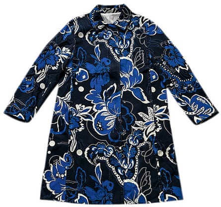 blue floral print coat