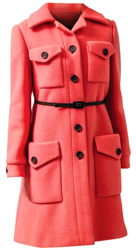 pink belted coat