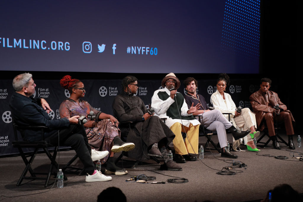 NEW YORK, NEW YORK - OCTOBER 14: Effie Brown, Chester Gordon, Elegance Bratton, Raúl Castillo, Gabrielle Union and Jeremy Pope attend 60th New York Film Festival 
