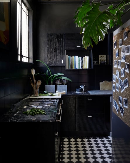 ‘There’s nothing that’s premeditated’: the striking black and white kitchen.