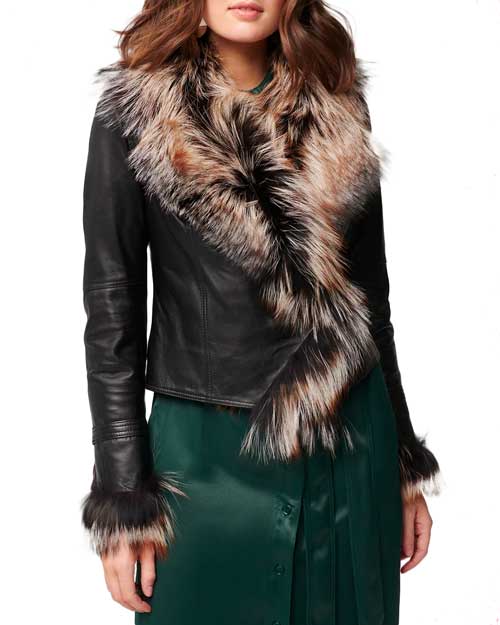 Celestine Lambskin Leather Jacket with Fur