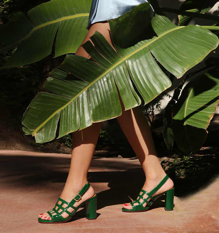 hand made in spain sandals green high heels