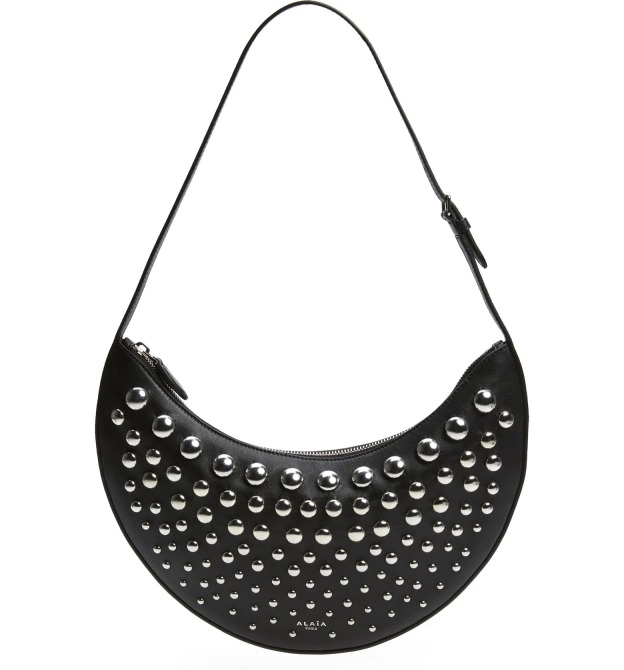 Alaïa Half Moon Studded Leather Shoulder Bag Nordstrom