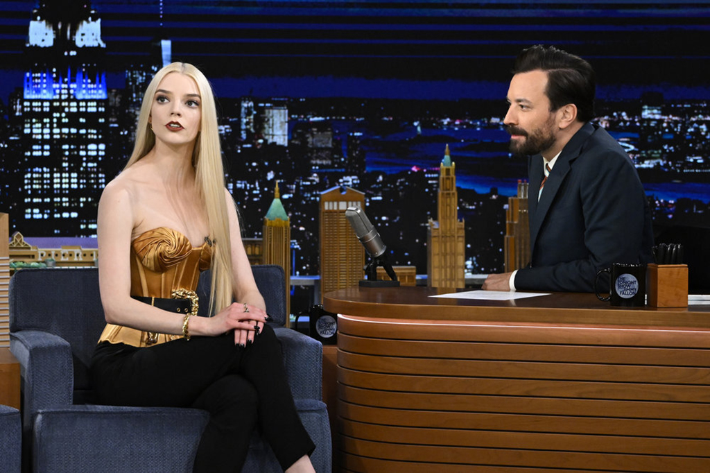 Anya Taylor-Joy during an interview with host Jimmy Fallon on 