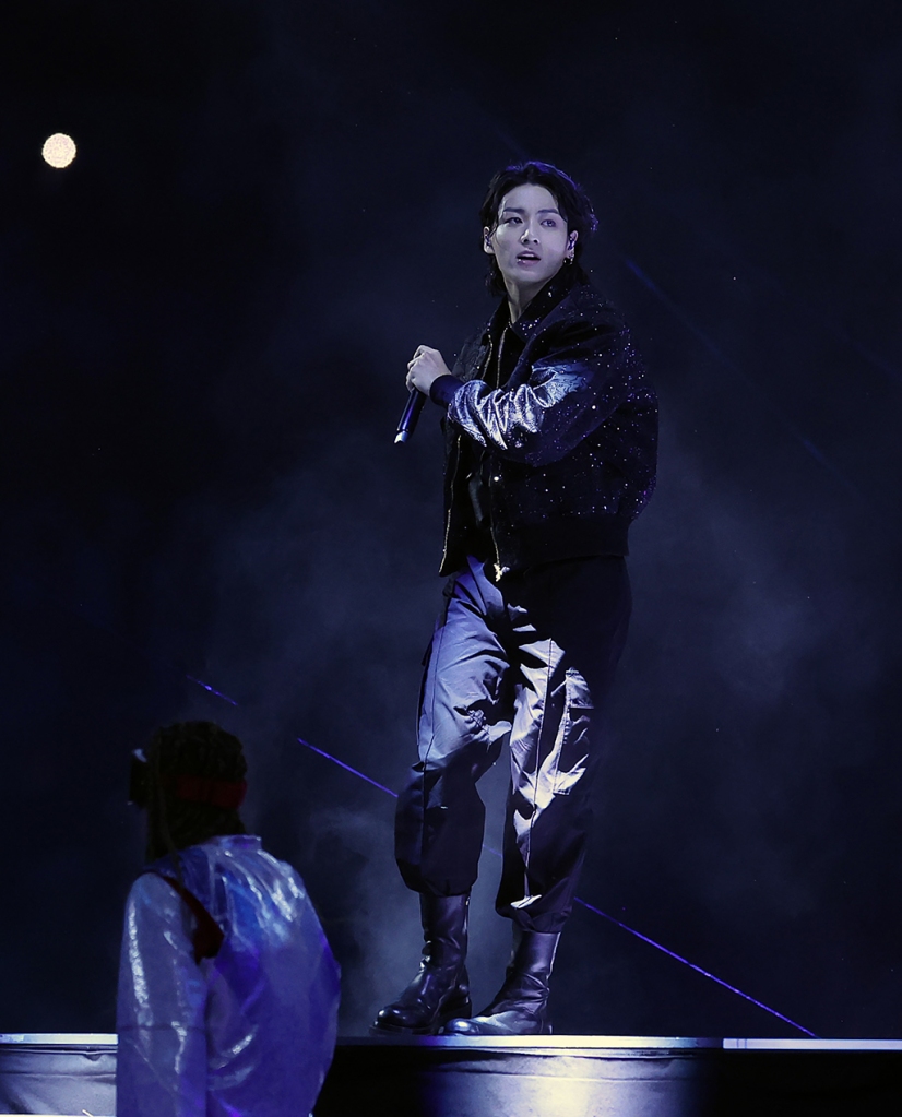 Jung Kook of BTS performs during the opening ceremony prior to the FIFA World Cup Qatar 2022 Group A match between Qatar and Ecuador at Al Bayt Stadium on Nov. 20, 2022 in Al Khor, Qatar. 
