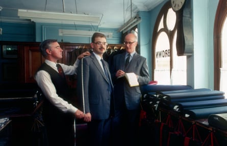 Savile Row tailors seen here doing a fitting for a bespoke suit made at Tom Brown Master Tailors London England