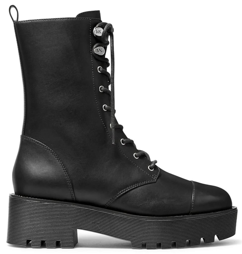 Michael Michael Kors, combat boots, black boots, lace-up boots, leather boots