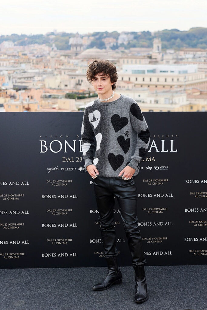 Timothée Chalamet Wore Vivienne Westwood To The 'Bones & All' Rome Photocall