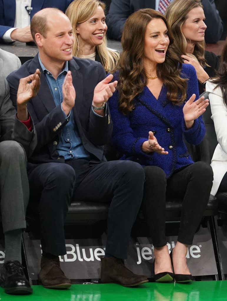 The Prince and Princess of Wales visit to Boston USA . William and Kate watch the Boston Celtics play Miami Heat Basketball match TD Gardens Boston USA . Material must be credited 