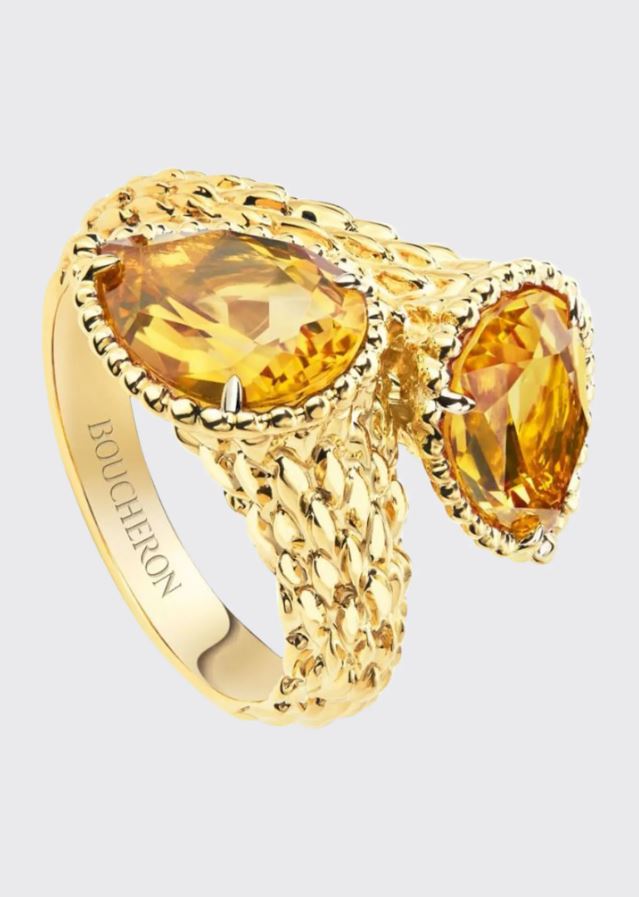 Serpent Boheme Citrine 2-Motif Ring in Yellow Gold by Boucheron what your jewelry says about you