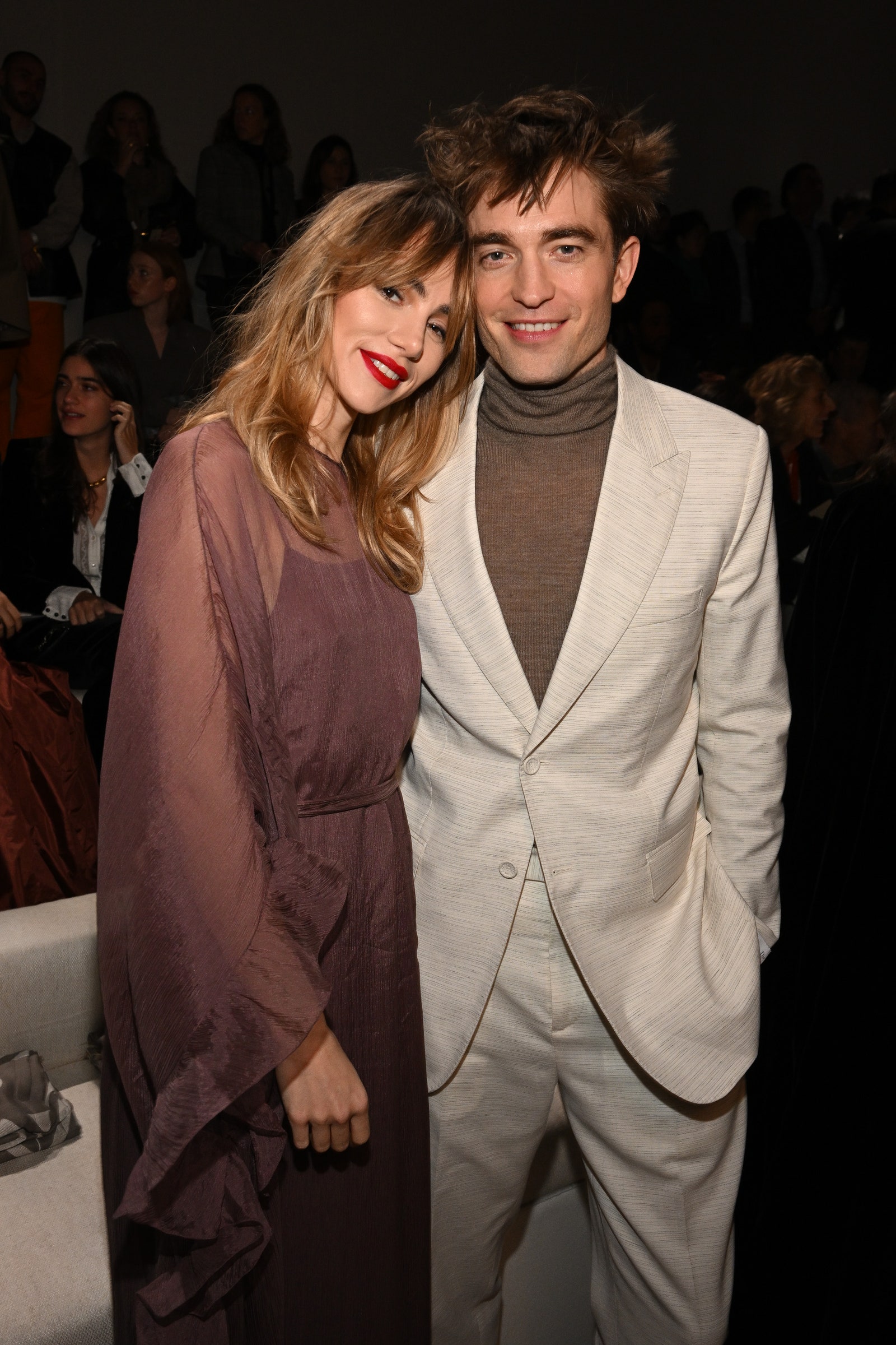 Suki Waterhouse and Robert Pattinson attend the Dior Fall 2023 Menswear Show on December 03 2022.