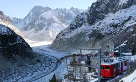 The train to Montenvers climbs up to the Mer de Glace, France’s largest glacier.