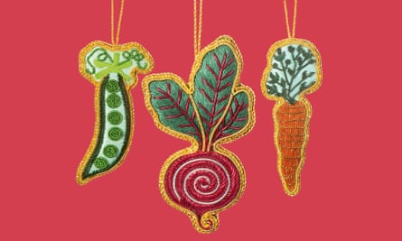 Embroidered vegetable decorations