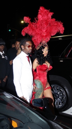Los Angeles, CA  - Birthday girl Cardi B & Offset are hard to miss in their matching red ensembles while attending Cardi's 30th birthday party at Poppy in Los Angeles.  Pictured: Cardi b  BACKGRID USA 12 OCTOBER 2022   BYLINE MUST READ: Jvshvisions / BACKGRID  USA: +1 310 798 9111 / usasales@backgrid.com  UK: +44 208 344 2007 / uksales@backgrid.com  *UK Clients - Pictures Containing Children Please Pixelate Face Prior To Publication*