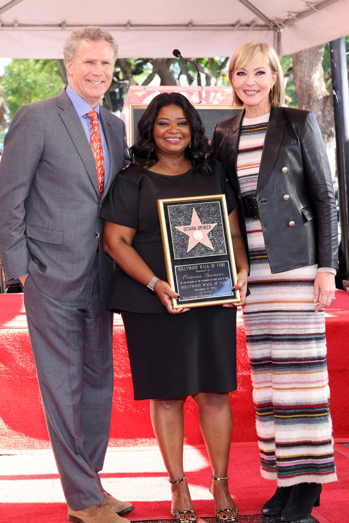 Octavia Spencer, Will Ferrell, and Allison Janney attend the Hollywood Walk of Fame Star Ceremony for Octavia Spencer on Dec. 8, 2022 in Hollywood, Calif.