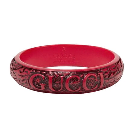 Red bangle with Gucci words
