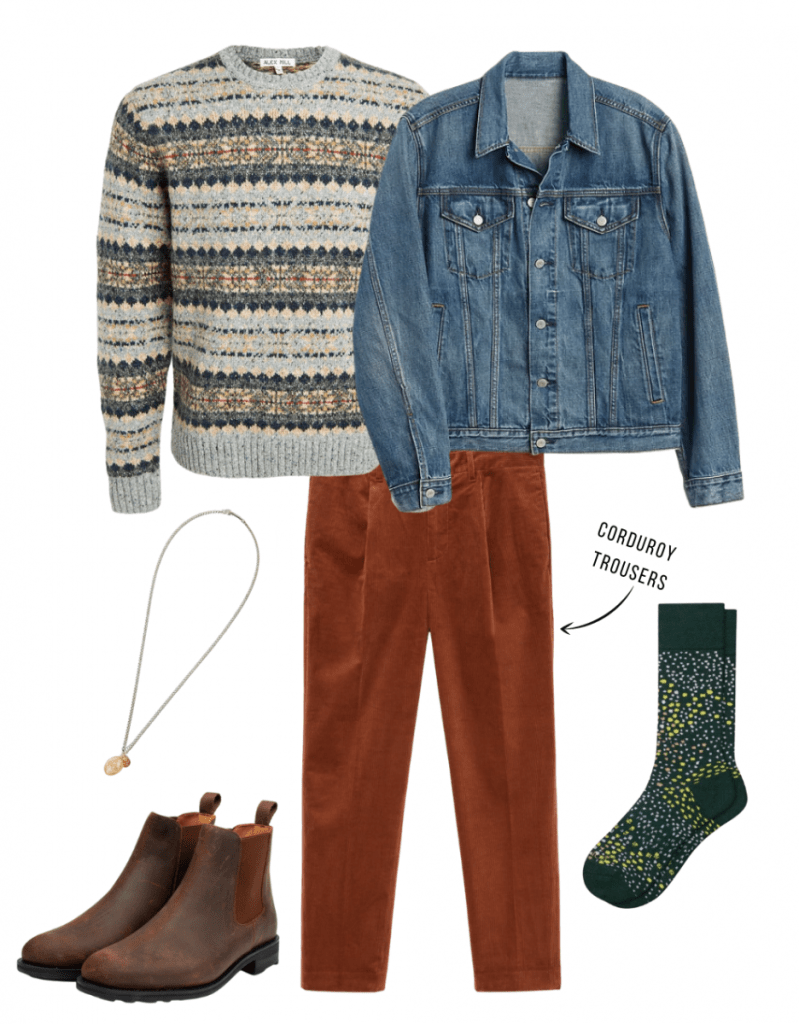 Fair Isle sweater outfit for men