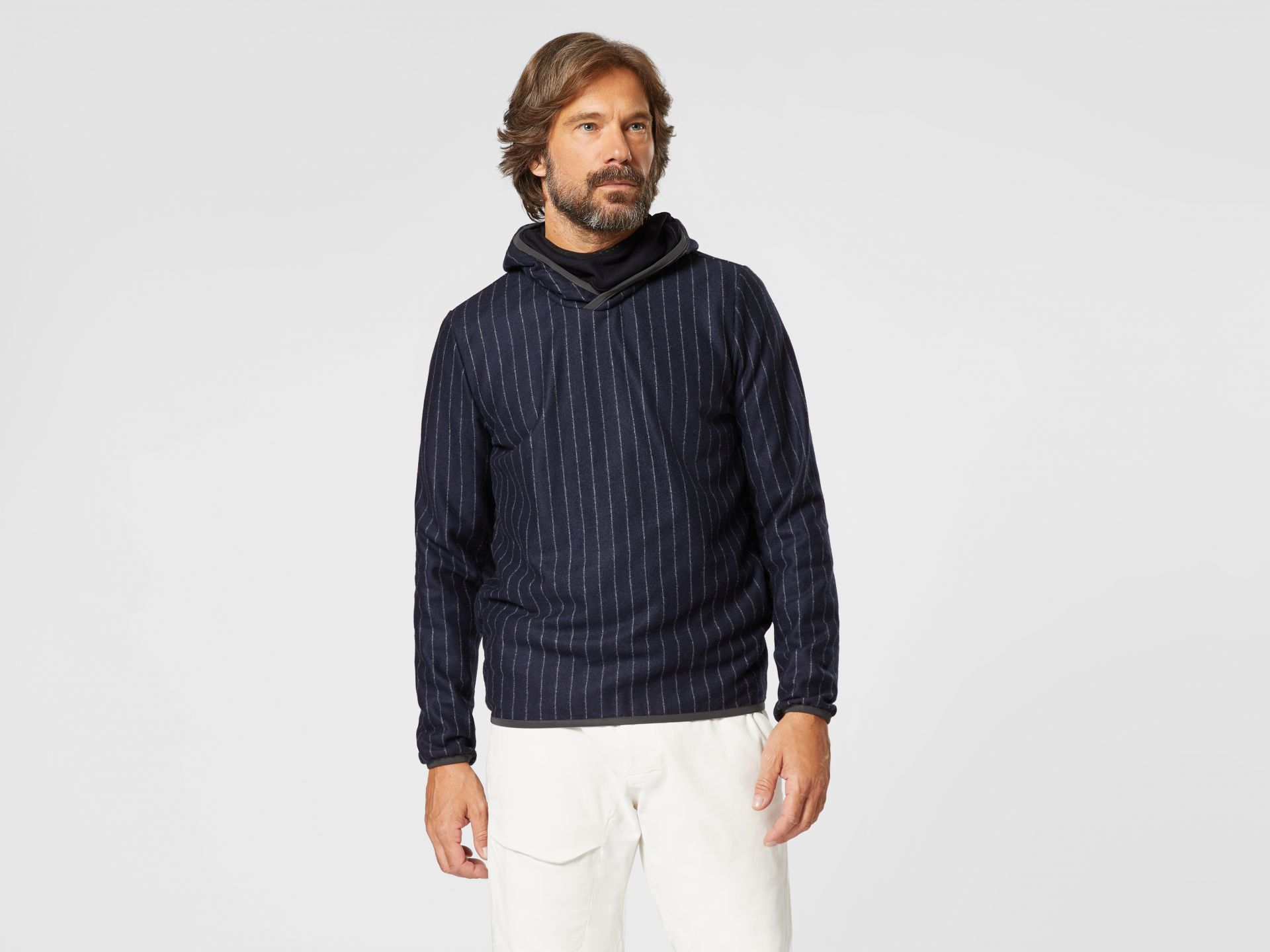 SEASE Drone Hood Wool and Cashmere Double Jersey Hooded Sweatshirt