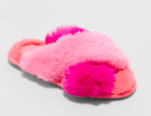 Paris Crossband Fur Slide Slippers