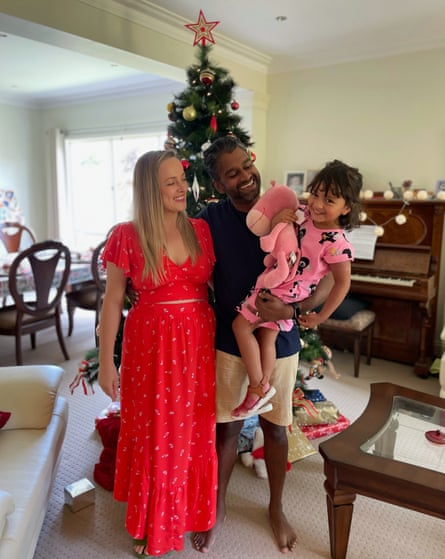 Freya and Serge with their daughter at Christmas