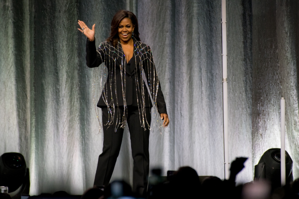 SCOTIABANK ARENA, TORONTO, ONTARIO, CANADA - 2019/05/04: Toronto hosted former First Lady, Michelle Obama, as she travels the continent on her book tour, "Becoming". "Becoming" is an autobiographical memoir of the First Lady's time in office. (Photo by Angel Marchini/SOPA Images/LightRocket via Getty Images)
