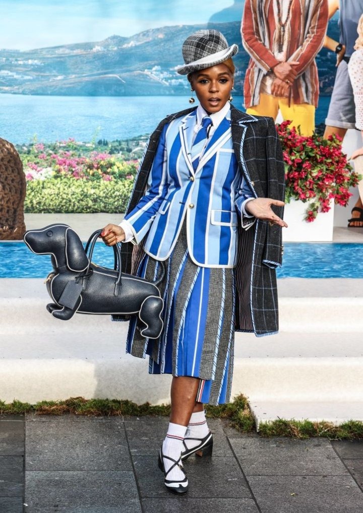 Janelle Monae Wore Thom Browne Promoting 'Glass Onion: A Knives Out Mystery' London Photocall