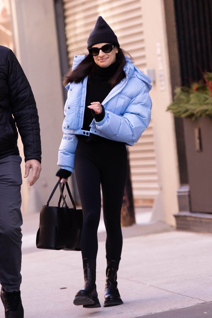 Lea Michele, Funny Girl matinee, New York City, Lug Sole Boots 