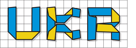 Puzzle of UKR in blue and yellow squares
