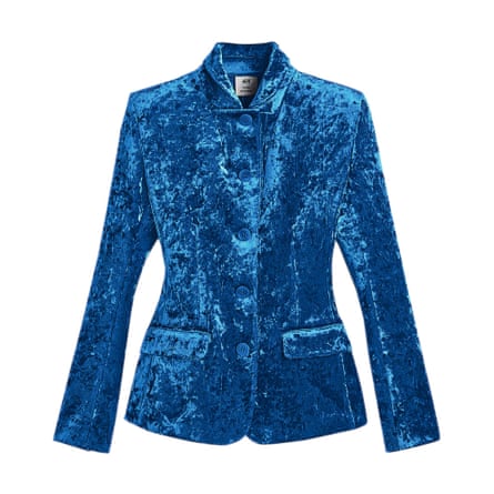 Bright blue crushed velvet jacket