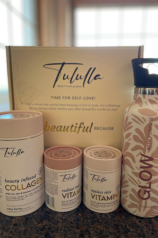 Tululla beauty supplement products grouped together.