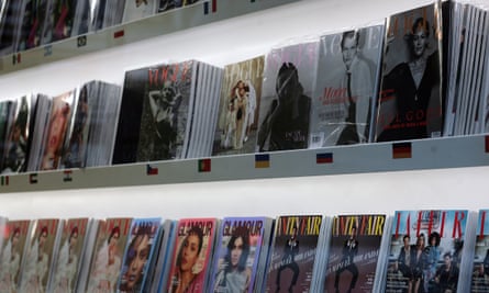 Magazine issues on display at Vogue House in 2019