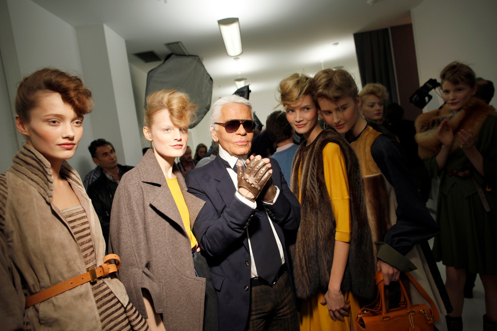 Karl Lagerfeld backstage at the Fendi FallWinter 2010 show February 25 2010.