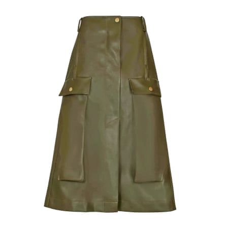 Green faux leather skirt\