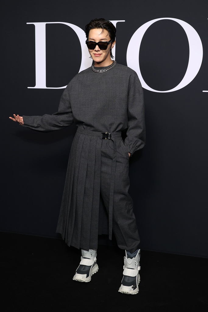 J-Hope attends the Dior Homme menswear fall 2023 show as part of Paris Fashion Week on Jan. 20, 2023 in Paris.