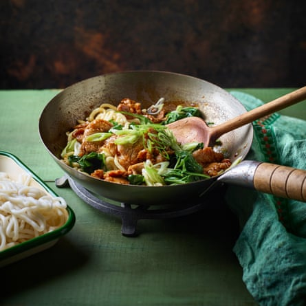 Fuchsia Dunlop’s Shanghainese stir-fried udon noodles with pork.