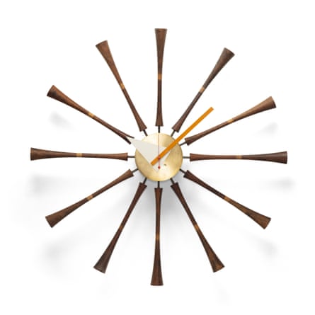 Lucia DeRespinis for George Nelson Associates, Spindle clock,, 1957-1958, produced by the Howard Miller Clock Company