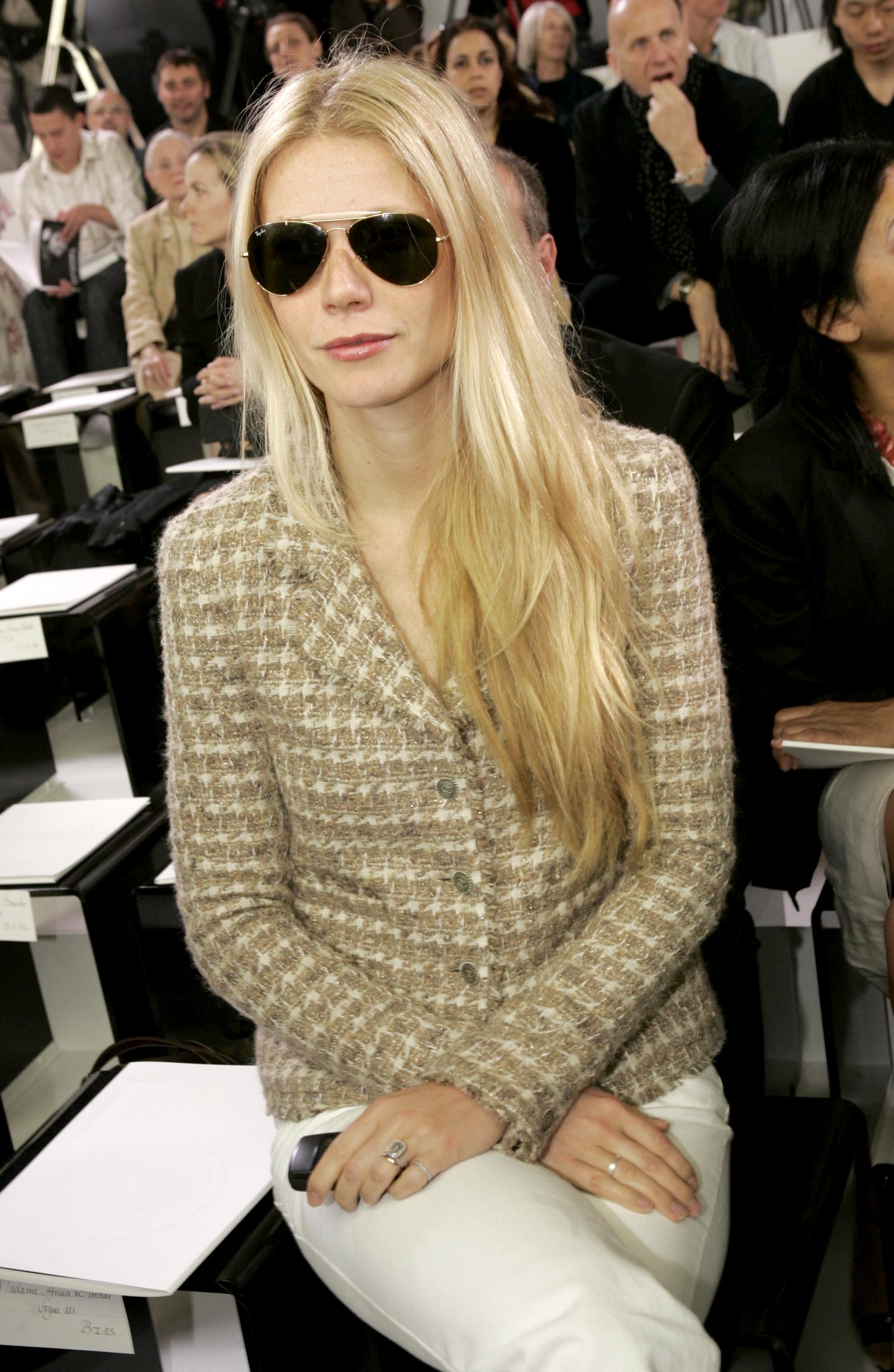 PARIS FRANCE  JULY 7 Gwyneth Paltrow attends the Chanel AutumnWinter 200506 Collection fashion show designed by Karl...