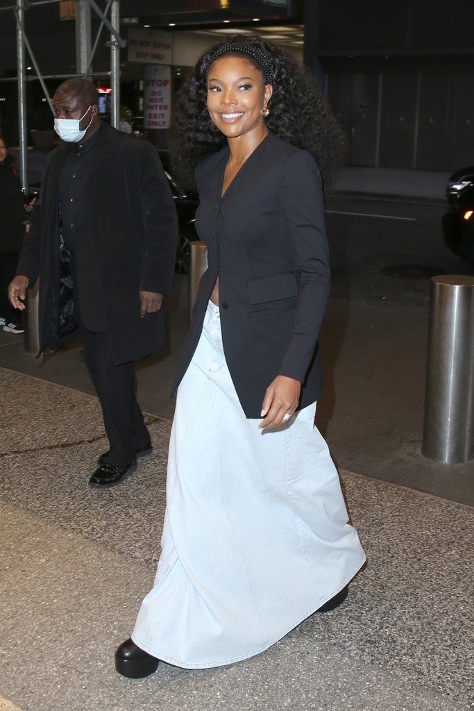 Gabrielle Union arrives at CBS Studios in New York on Jan. 24, 2023.