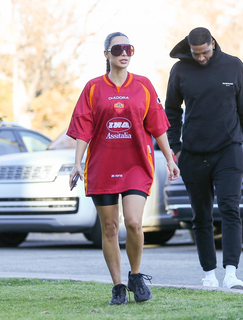Kim Kardashian and Tristan Thompson are seen on Jan. 27, 2023 in Los Angeles.