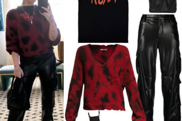 Demi Lovato: Tye-Dye Sweater, Leather Pants