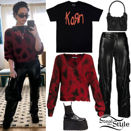 Demi Lovato: Tye-Dye Sweater, Leather Pants