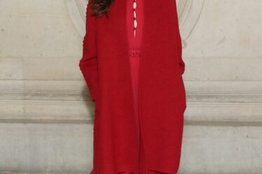 karlie kloss, dior show, haute couture week, red dress, sweater, paris