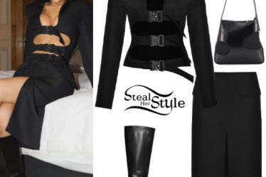 Kylie Jenner: Buckle Jacket, Midi Skirt